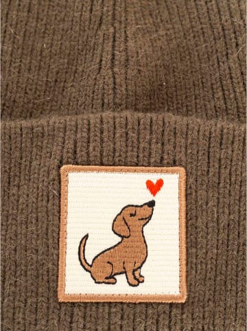 Zwillingsherz Mütze "Dackel" in Khaki