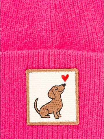 Zwillingsherz Mütze "Dackel" in Pink