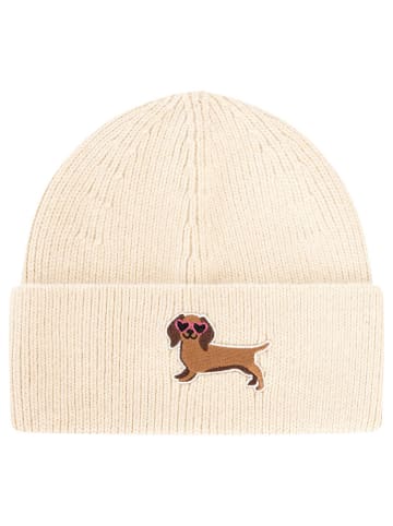 Zwillingsherz Czapka "Dachshund" w kolorze beżowym
