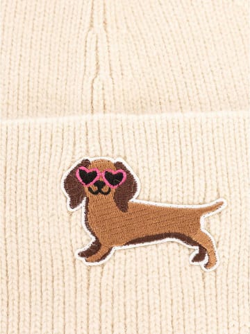 Zwillingsherz Czapka "Dachshund" w kolorze beżowym