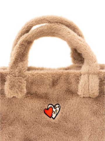 Zwillingsherz Shopper bag "Heart Leo" w kolorze szarobrązowym - 50 x 35 cm