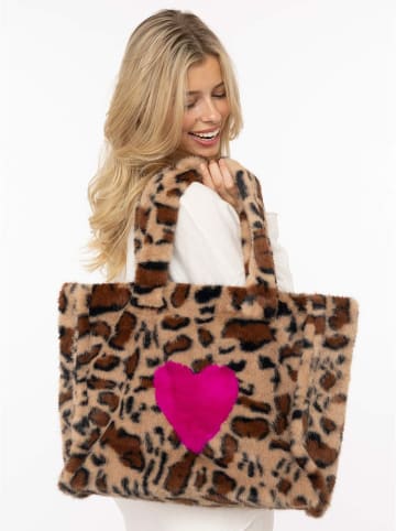 Zwillingsherz Shopper bag "Leo & Heart" w kolorze beżowym - 50 x 35 cm