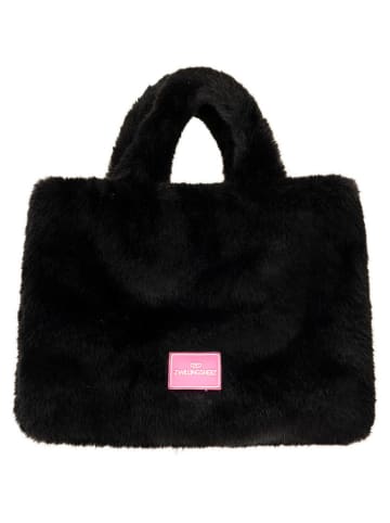 Zwillingsherz Henkeltasche "Plüsch" in Schwarz - (B)33 x (H)26 cm