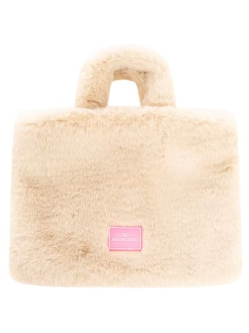 Zwillingsherz Henkeltasche "Plüsch" in Beige - (B)33 x (H)26 cm