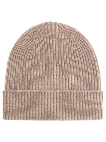 Zwillingsherz Kaschmir-Mütze in Beige