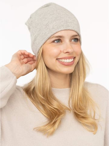 Zwillingsherz Kaschmir-Beanie in Hellgrau