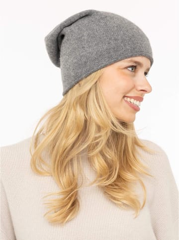 Zwillingsherz Kaszmirowa czapka beanie w kolorze szarym