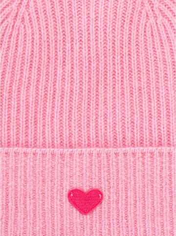 Zwillingsherz Kaszmirowa czapka "Heart" w kolorze jasnoróżowym