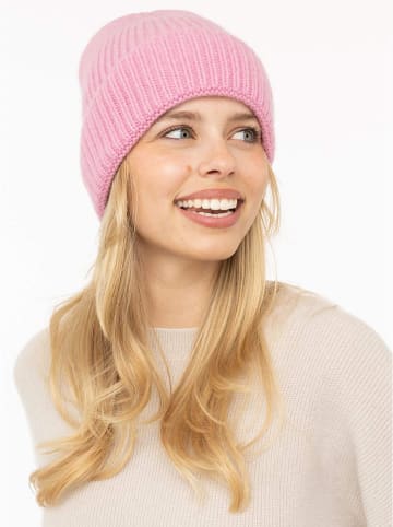 Zwillingsherz Kaschmir-Mütze in Rosa