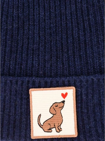 Zwillingsherz Kaszmirowa czapka "Dog Love" w kolorze granatowym