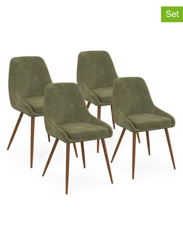 IDOMYA Essentials 4-delige set: eetkamerstoelen "Olivia" kaki - (B)47,5 x (H)79 x (D)54 cm