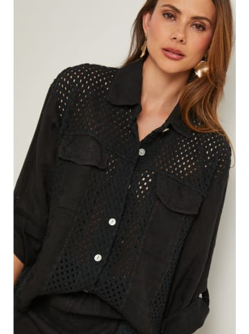 Lin Passion Linnen blouse zwart