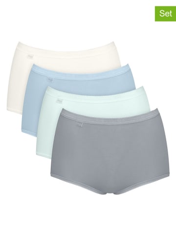 Sloggi Pełne figi high waist (4 pary) "Basic+" w kolorze szaro-błękitno-kremowym