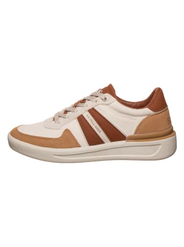 U.S. Polo Assn. Leder-Sneakers in Creme/ Hellbraun