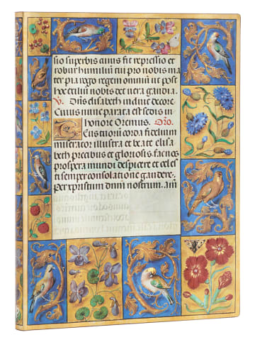 Paperblanks Liniertes Notizbuch ''Spinola-Stundenbuch'' in Blau/ Gelb - (B)18 x (H)23 cm