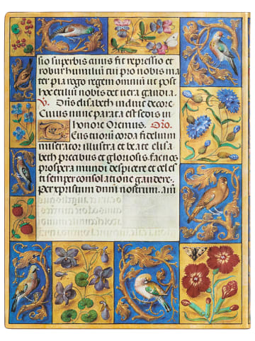 Paperblanks Liniertes Notizbuch ''Spinola-Stundenbuch'' in Blau/ Gelb - (B)18 x (H)23 cm