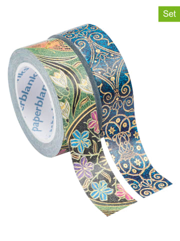 Paperblanks 4-delige set: decotape ''Azuurblauw/Bloeiende poëzie'' blauw/groen - Ø 4,5 cm