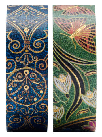 Paperblanks 4er-Set: Deko-Klebeband ''Azurblau/Blühende Poesie'' in Blau/ Grün - Ø 4,5 cm