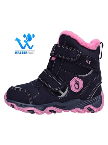 lamino Leder-Boots in Dunkelblau/ Pink