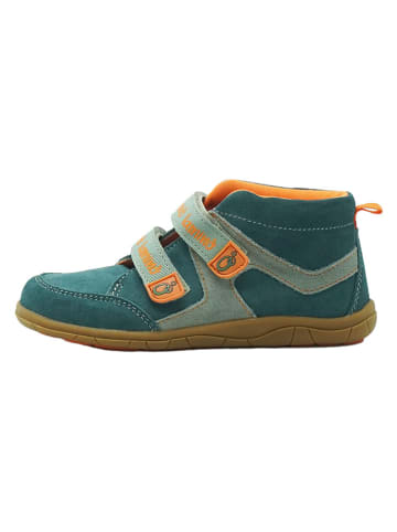 lamino Skórzane buty barefoot w kolorze turkusowym