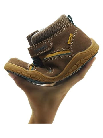 lamino Leder-Barfußschuhe in Braun/ Gelb