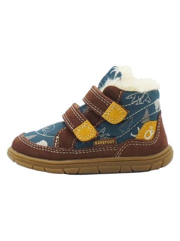 lamino Leder-Barfußschuhe in Braun/ Blau