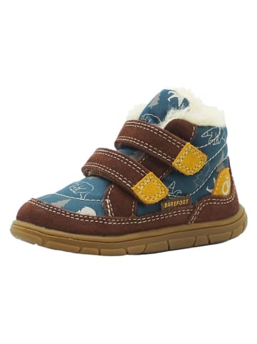 lamino Leder-Barfußschuhe in Braun/ Blau