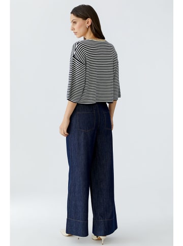 Oui Cardigan in Dunkelblau/ Weiß