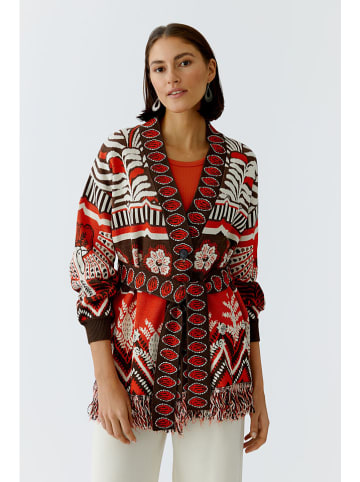 Oui Cardigan in Braun/ Rot