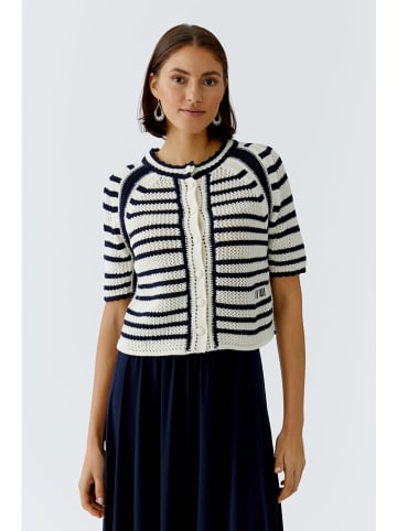 Oui Cardigan in Dunkelblau/ Creme
