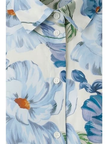 Oui Bluse in Hellblau/ Weiß