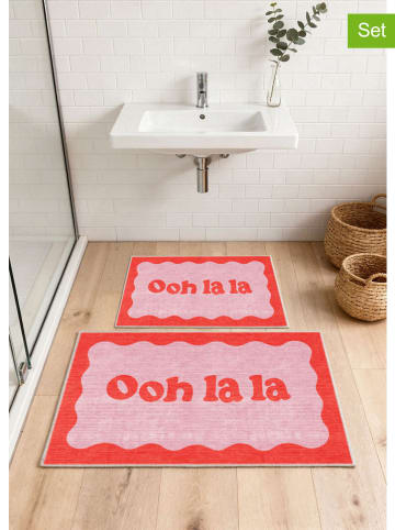 BELLA MAISON 2er-Set: Badematten ''Breeze'' in Rosa/ Rot