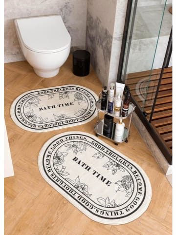 BELLA MAISON 2er-Set: Badematten ''Liora'' in Schwarz/ Creme