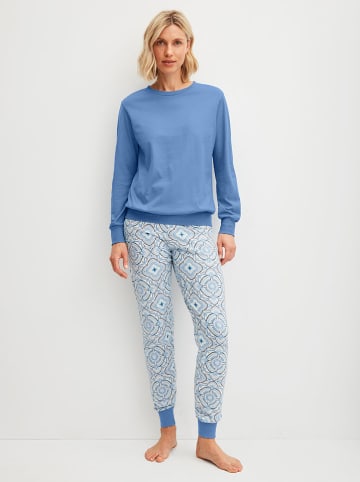 Calida Pyjama in Hellblau/ Weiß