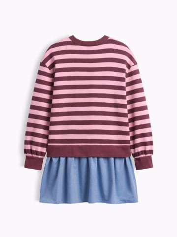GAP Sweatkleid in Bordeaux/ Hellblau