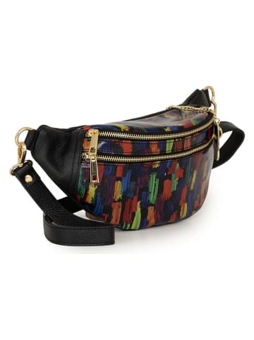 Leder-Gürteltasche "Carola" in Schwarz/ Bunt - (B)32 x (H)16 x (T)9,5 cm