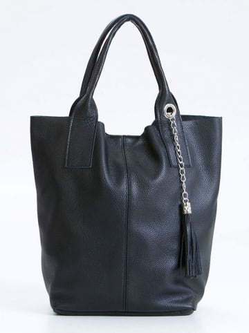 Anna Morellini Leder-Schultertasche "Monte Cimone" in Schwarz - (B)28 x (H)35 x (T)17 cm