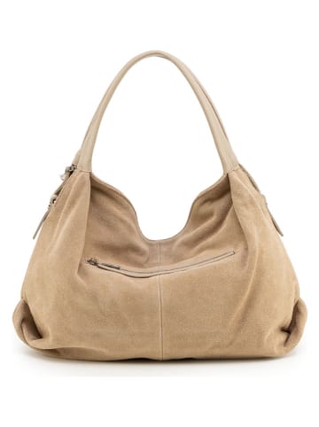Anna Morellini Leder-Schultertasche "Ipria" in Beige - (B)37 x (H)29 x (T)13 cm