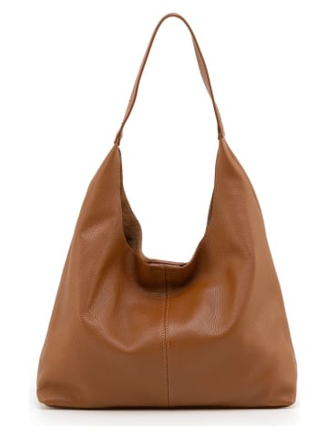 Anna Morellini Leren schoudertas "Briana" lichtbruin - (B)35 x (H)26 x (D)10 cm