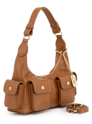 Anna Morellini Leder-Schultertasche "Chianza" in Hellbraun - (B)29 x (H)14 x (T)9 cm