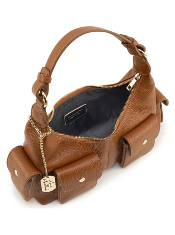Anna Morellini Leder-Schultertasche "Chianza" in Hellbraun - (B)29 x (H)14 x (T)9 cm