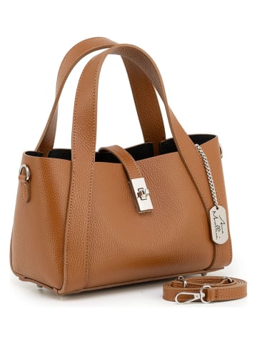 Anna Morellini Leder-Henkeltasche "Nevria" in Hellbraun - (B)29 x (H)16 x (T)13 cm
