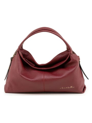 Anna Morellini Leder-Schultertasche in Bordeaux - (B)35 x (H)20 x (T)9 cm