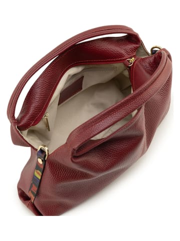 Anna Morellini Leder-Schultertasche in Bordeaux - (B)35 x (H)20 x (T)9 cm