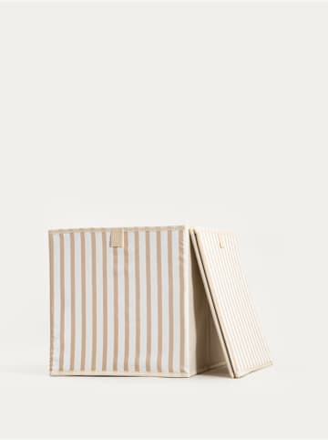 Homla 2er-Set: Aufbewahrungsboxen "Lineta" in Beige/ Weiß - (B)30 x (H)30 cm