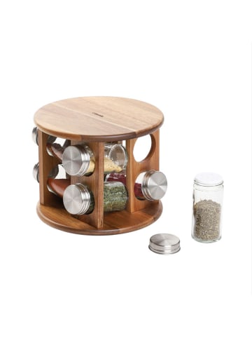 Homla 9tlg. Gewürzregal-Set ''Mooka'' in Hellbraun - (H)15 x Ø 19 cm 