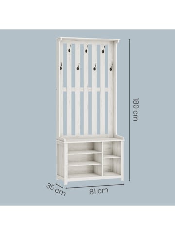 VASAGLE Garderobe in Weiß - (B)81 x (H)180 x (T)35 cm