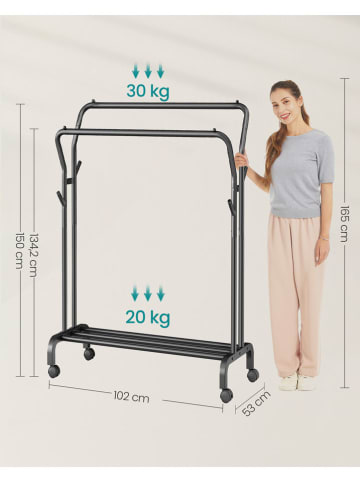 Songmics Garderobe in Schwarz - (B)120 x (H)165 x (T)53 cm