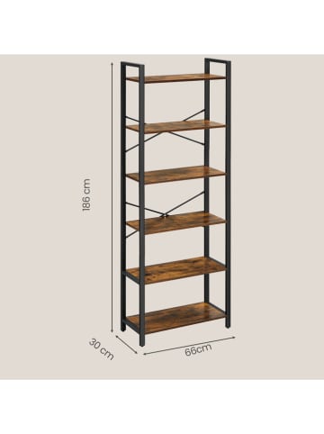 VASAGLE Standregal in Braun - (B)66 x (H)186 x (T)30 cm