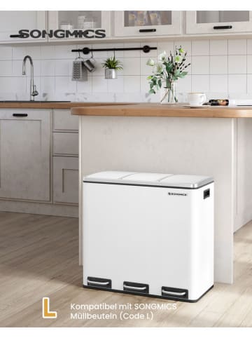 Songmics Kosz w kolorze białym na śmieci - 3x 18 l